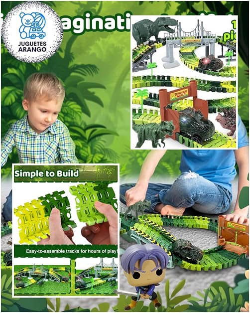 Pista de Dinosaurios Carrera Mundial con Auto y 170 Piezas - Image 4