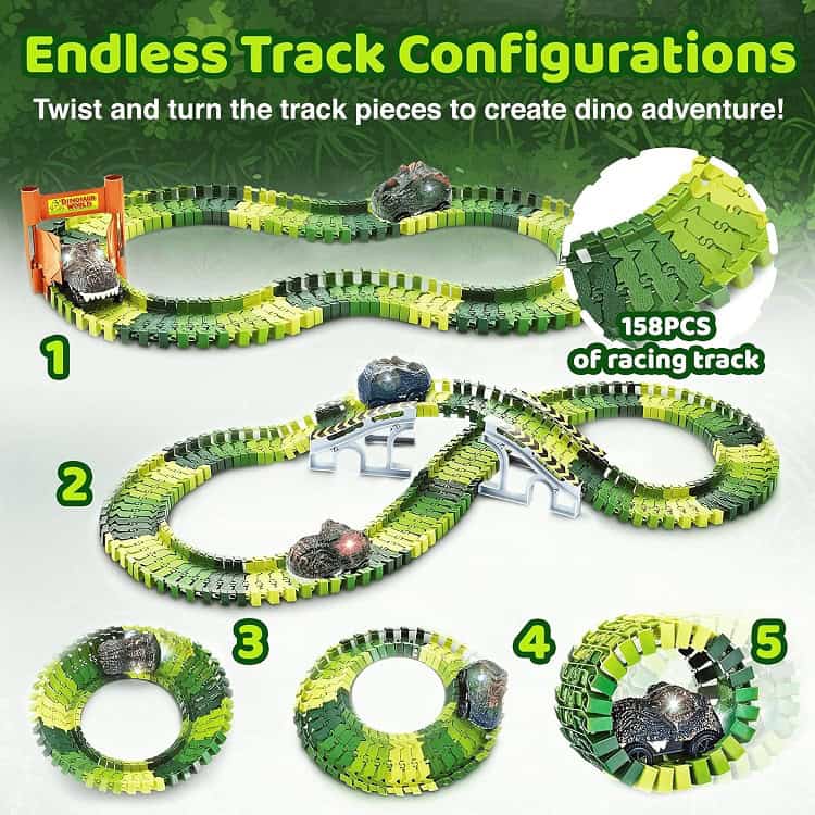 Pista de Dinosaurios Carrera Mundial con Auto y 170 Piezas - Image 7
