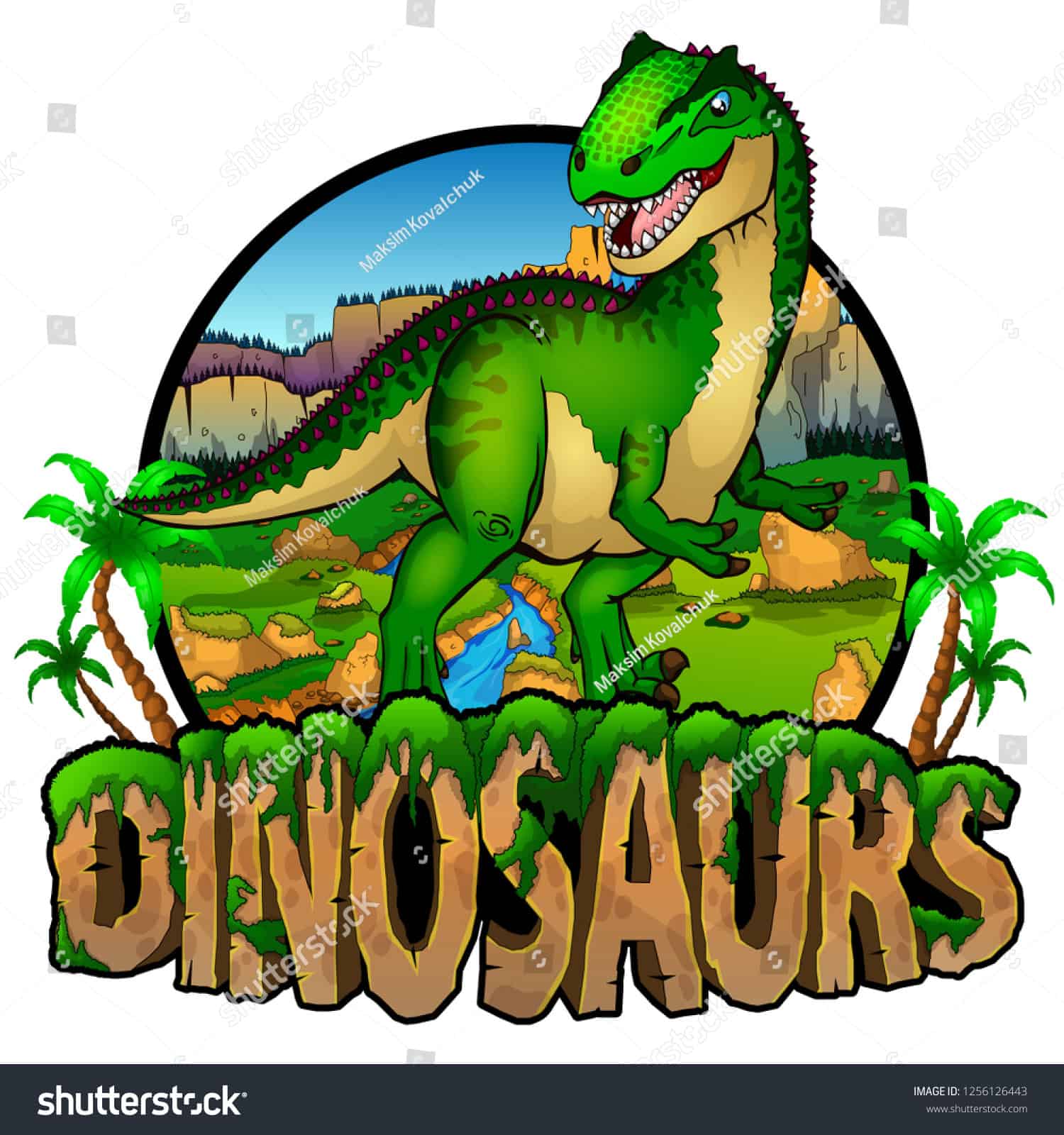 stock-vector-logo-dinosaurs-world-with-allosaurus-vector-illustration-1256126443